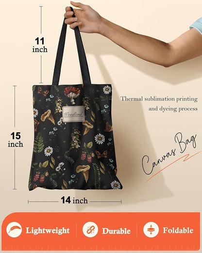 Miss Adola Aesthetic Canvas Tote Bag for Women - Sturdy Cloth Cotton Totes Bag with Pattern Shoulder Bag