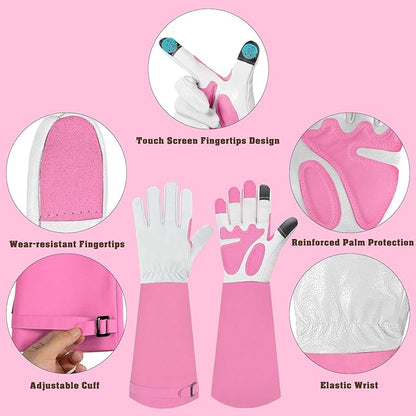 Long-Gardening-Gloves for Women/Men - Thorn Proof Rose Pruning Gloves Heavy Duty Gauntlet, Best Garden Gifts for Gardener-L