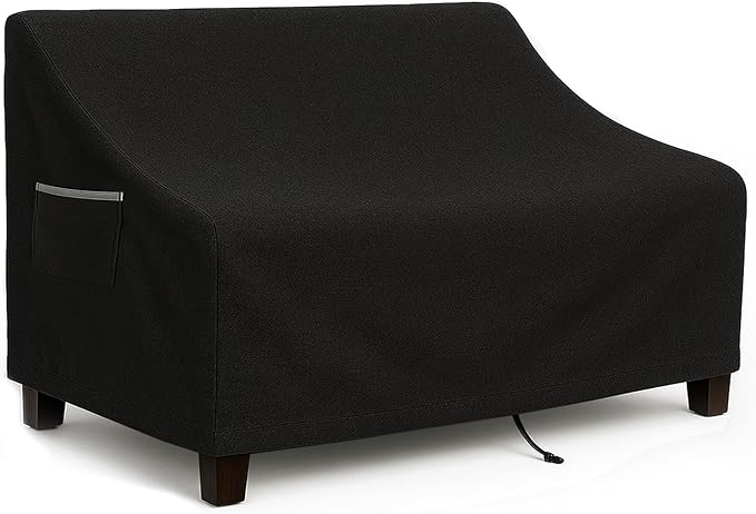 Outdoor Sofa Cover, Waterproof Patio Furniture Cover 58.3W x 32.7D x 31H inches Heavy Duty 600D Oxford Fabric Black