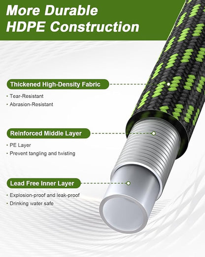 Garden Hose, Flexible Ultra Lightweight Durable, Kink-Free Water Hose with 10 Function Sprayer - Non-Shrinking, Easy to Store, All-Weather, High-Pressure (100 FT)