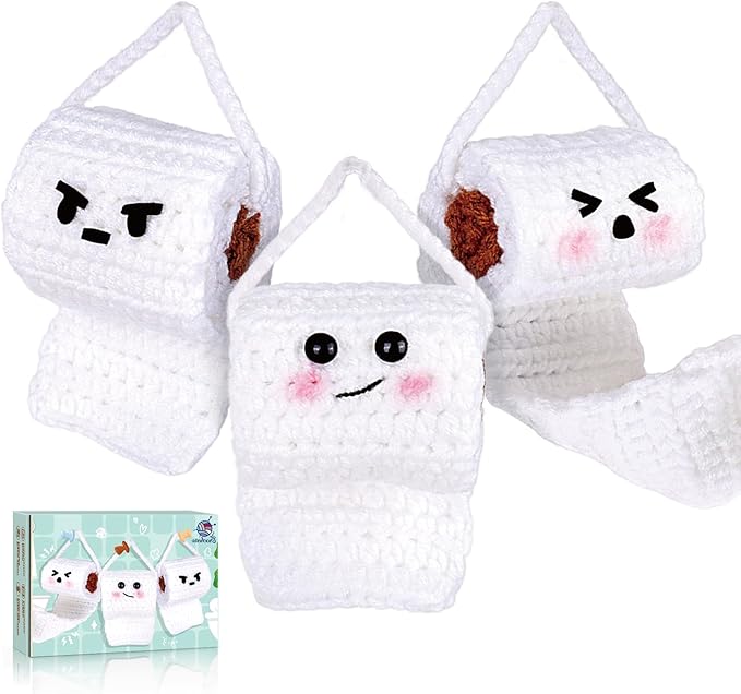 Crochetta Crochet Kit for Beginners, Crochet Starter Kit w Step-by-Step Video Tutorials, Beginner Crochet Kit for Adults Kids Women Men Complete Kit Included (Toilet Paper Buddies)