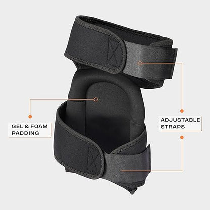 Thunderbolt Knee Pads for Men Construction Knee Pads for Work for Men and Women with Double Gel for Gardening Flooring Roofing Heavy Duty with Extra Thick Foam and Strong Adjustable Non-Slip Straps-Black