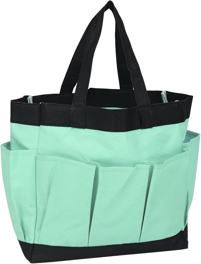 HARFINGTON Garden Tool Bag 11.2" x 5" x 11" Large Oxford Waterproof with Pockets Garden Tote Bag Gardening Plant Tool Organizer Storage Carrier Store for Outdoor Women Men, Light Green
