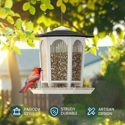 MrCrafts Nature 2 Pcs Haning Bird Feeder for Outdoors, Wild Bird Feeders for Outside, Fits for Cardinals, Unique Bird Watching Gift, Standard White, Large Size(2 Pcs)