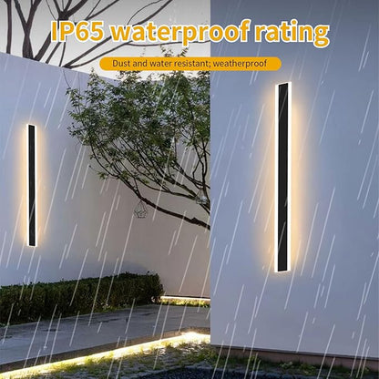 Modern 47inch Outdoor Wall Light, 3000k/4500k/6000k 3 Color Change Black Exterior Light Fixtures Wall Mount, Ip65 Waterproof Modern Porch Lights Non-Dimmable, Long Linear Outside Lighting Hard-Wired