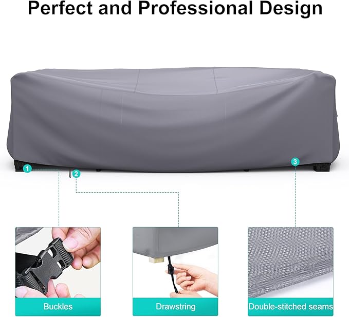 Patio Furniture Set Cover Waterproof, Heavy Duty Furniture Covers for Outdoor Sectional Sofa Set Wicker Rattan Table Chair Rectangular,74"L×47"W×28"H,Grey