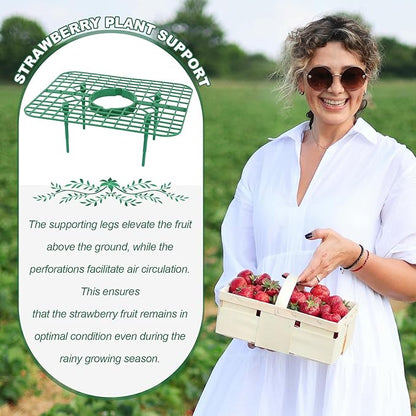 5 Pack Strawberry Plant Support Square Strawberry Supports for Garden Green Holder Plastic Stand with 4 Sturdy Legs Risers Growing Racks Frame