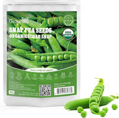 Sugar Snap Pea Seeds for Planting | Organic Non-GMO Vegetable Seeds for Planting Home Garden Indoor & Outdoor | Cool Season Crop,Super Productive