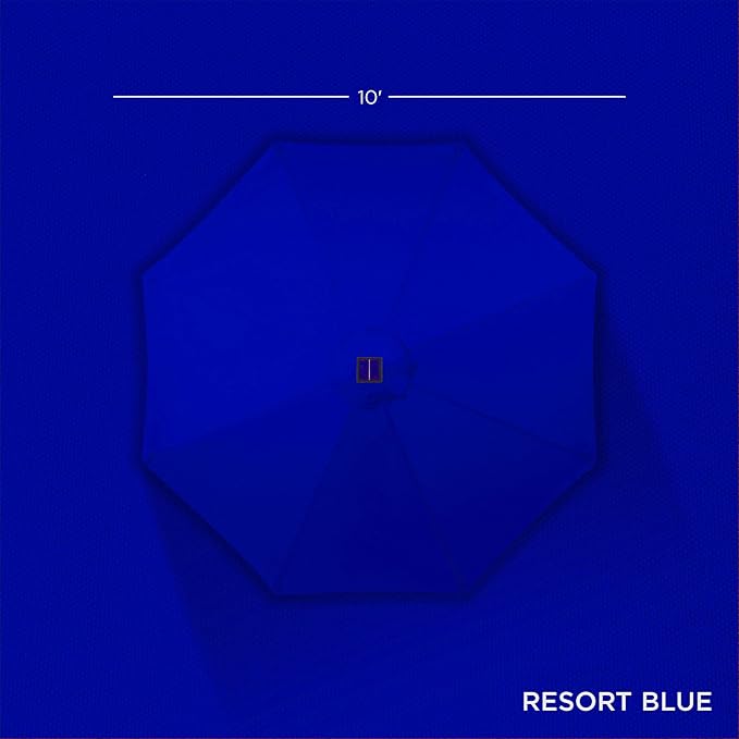 Best Choice Products 10ft Solar Polyester LED Lighted Patio Umbrella w/Tilt Adjustment and UV-Resistant Fabric - Resort Blue