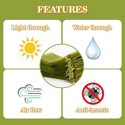 Sukh 100PCS Fruit Protection Bags - 6"x8" Fruit Cover for Fruit Tree Netting Fruit Nets to Protect Fruit Mesh Organza Bags Green Net Bags for Fruits & Vegetables