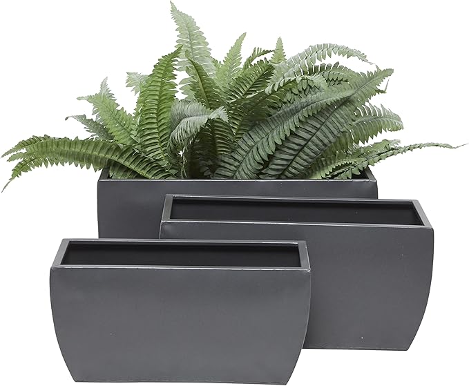 CosmoLiving by Cosmopolitan Metal Indoor Outdoor Planter, Set of 3 20", 18", 16"W, Gray