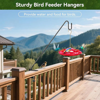 Heavy-Duty Adjustable Deck Railing Hook – 28" Rotating, Clamp-Mount Hanger for Bird Feeders, Wind Chimes & Hanging Plants (Fits Up to 2.75", 12 lbs)