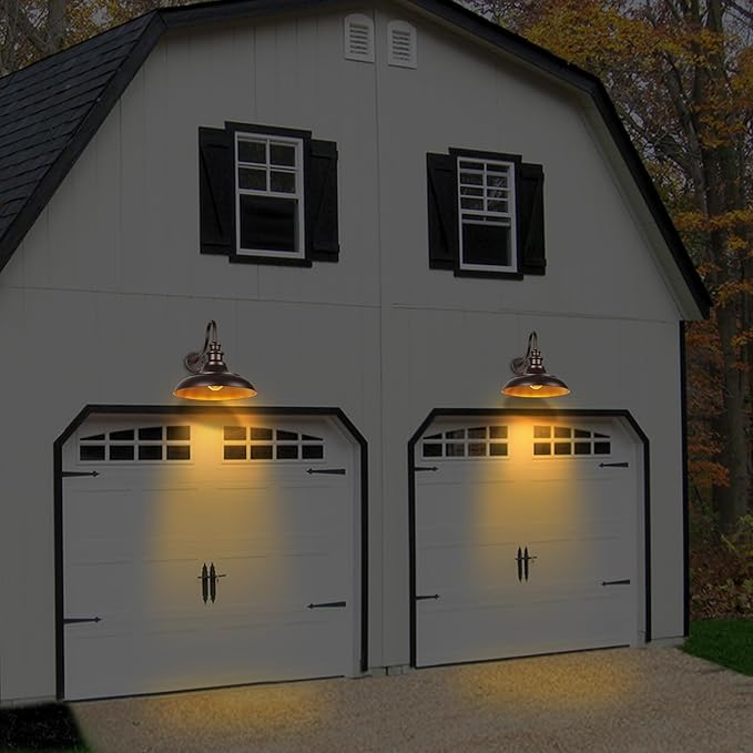 Exterior Farmhouse Barn Light, 2PCS Dusk to Dawn Outdoor Lighting, 16 Inch Vintage Outside Garage Lights Fixtures for Patio Frontdoor Entryway Doorway