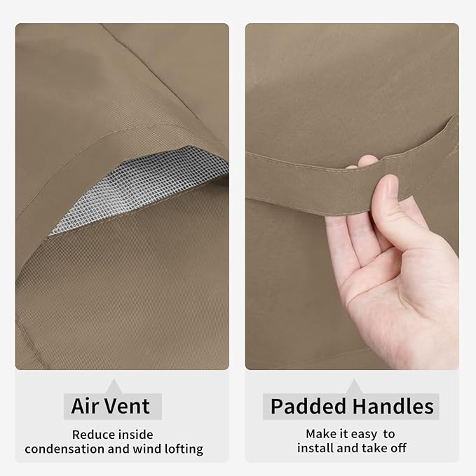 Easy-Going Waterproof Patio Sofa Cover UV Resistant 3 Seater Outdoor Sofa Cover Weatherproof Lawn Patio Furniture Cover with Tape Sealed Seam (79Wx37Dx35H inch, Camel)