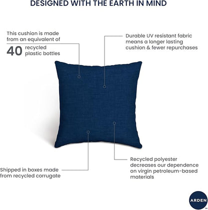Arden Outdoor Toss Pillow, 16 x 16, Rain-Proof, Fade Resistant Sapphire Blue Cabana Stripe