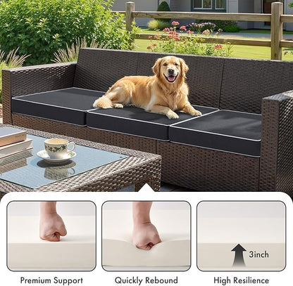 MIULEE Grey Outdoor Chair Cushions Set of 2, 22x22x3 Inch Waterproof Patio Seat Cushions for Outdoor Furniture Couch Sofa, 3 Year Color Fastness High Density Foam with Adjustable Ties