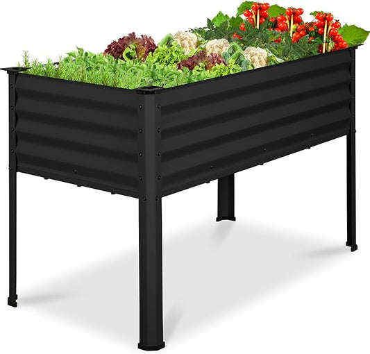 Best Choice Products 48x24x30in Galvanized Raised Garden Bed, Metal Elevated Planter Box, Vegetable Garden for Backyard, Patio, Balcony, 100% Non Toxic Materials - Black