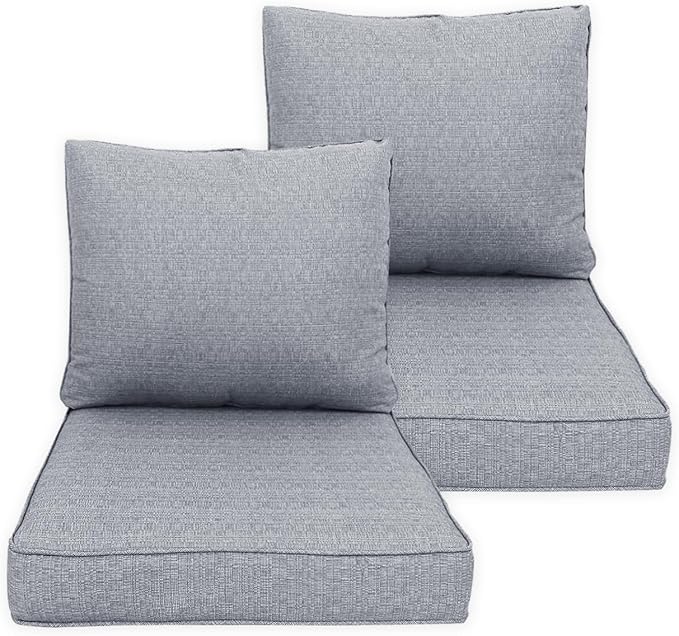 COZYVIDA Outdoor/Indoor 24x27.5 inch Deep Seat Patio Cushions Set of 2 Resilient Foam Filling Water Repellent Stain-Resistant UV Resistant Weather Resistant Patio Cushions Stone Gray