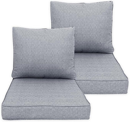 COZYVIDA Outdoor/Indoor 24x27.5 inch Deep Seat Patio Cushions Set of 2 Resilient Foam Filling Water Repellent Stain-Resistant UV Resistant Weather Resistant Patio Cushions Stone Gray
