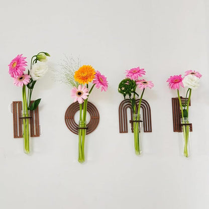 Wood Letter M Wall Propagation Station Lightweight Decorative Plant Holder for Small Cuttings, Removable Adhesive Wall Decor for Bedroom, Nursery, Office