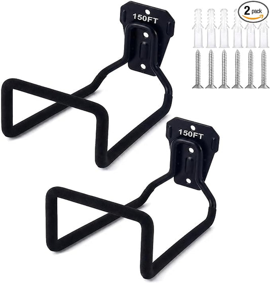 2Pcs Garden Hose Holder Wall Mount, Water Hose Hanger Hook for Outside, Heavy Duty Metal Hose Storage Reel for Garden, Patio, Backyard, Garage, Fence Hose Stand