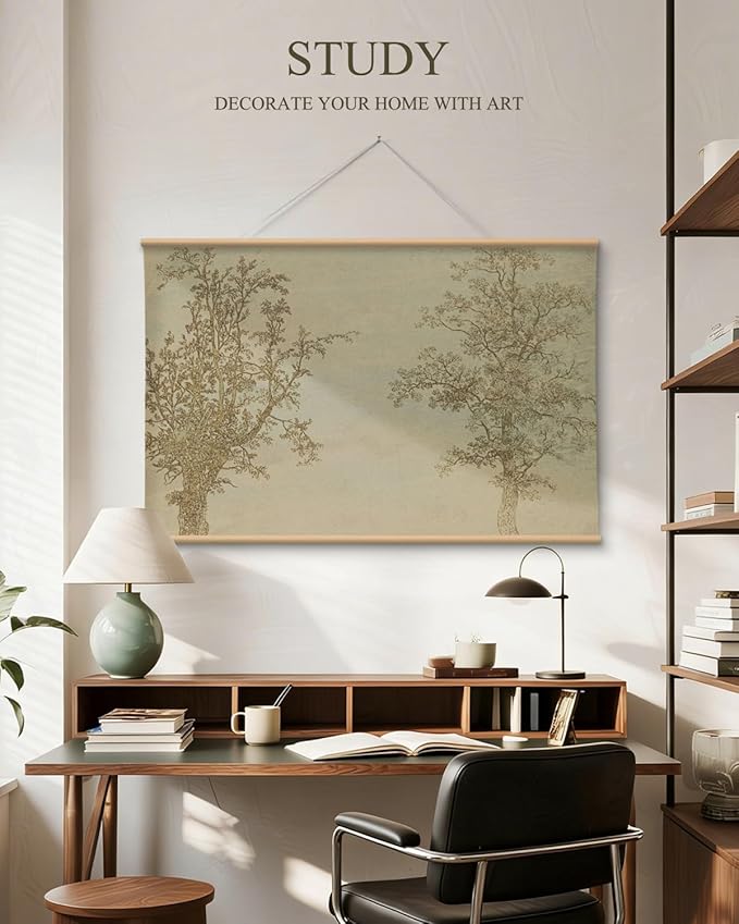 VIYYIEA Extra Large Wall Art Canvas 36x54 Inch Vintage Tree Landscape Wall Decor Oversized Nature Sketch Artwork for Living Room Bedroom Sofa Wall