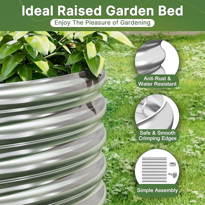 2 Pack Tall 8ft Galvanized Raised Garden Bed Outdoor, Metal Garden Bed for Vegetables, Above Ground Garden Box for Flower, Steel Raised Beds for Gardening - 8x3ft