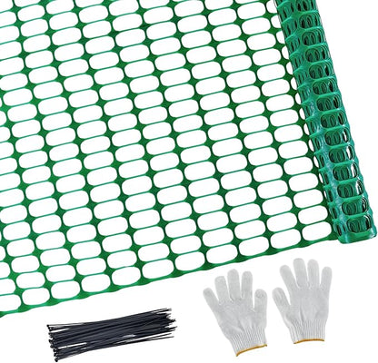 PotatoLife Plastic Mesh Fence Safety Fence, Extra Strength 4'x100' Roll with 100 Zip Ties, Resuable Temporary Netting for Garden Fencing, Construction, Snow Fencing, Animal Barrier, Poultry, Deer, Dog