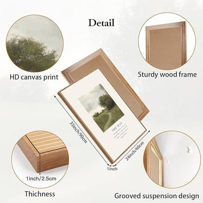 CHDITB Christian Path Framed Canvas Wall Art Set, Biblical Verses Wall Decor, Scripture Spiritual Wall Painting, Vintage the Way the Truth the Life Art Prints for Church Zen Room Office 24"x36"x3