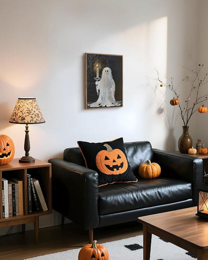 InSimSea Framed Canvas Art Prints, Vintage Halloween Decor, 12x16inch, Cute Spooky Ghosts Decor for Bedroom Kitchen Living Room shelf Fireplace, Dark Academia Gothic Pictures