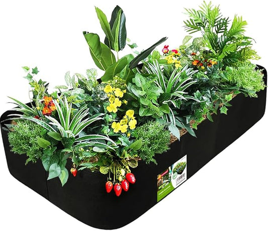 Fabric Raised Garden Bed, 58 Gallon 2 Grids Rectangle Garden Grow Bags, 2x4 FT Breathable Planter Raised Beds for Growing Vegetables Flowers Herb, Raised Planters for Outdoor Plants