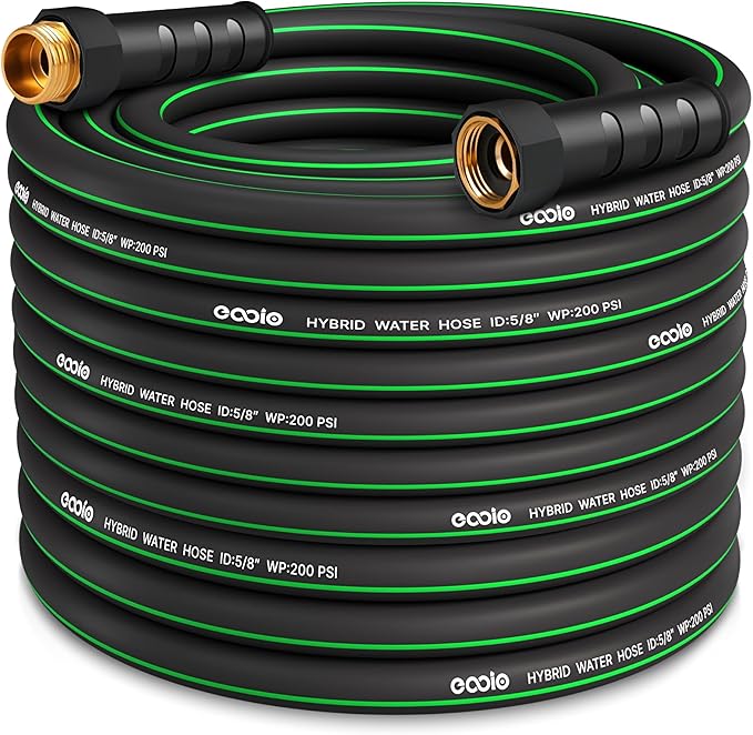 Heavy Duty Garden Hose 75ft, NON-EXPANDABLE Flexible Water Hose, Kink Resistant Lightweight Hybrid Hose, Leakproof Hose Male to Female Fittings