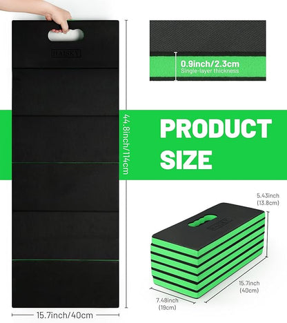 Foldable Extra Thick Kneeling Pad, 44.9 * 15.8 * 0.9" Portable EVA Foam Knee, Pads for Garage, Gardening, Yardwork, Workshop, Green & Black