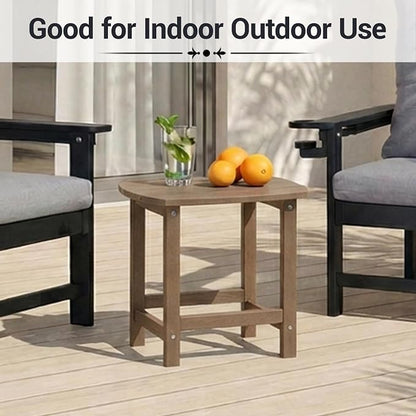 HDPE Patio Side End Table, Waterproof Outdoor Small Table for Patio, Garden, Poolside, Balcony, Deck, Porch, Backyard, Outdoor or Indoor Use, Brown