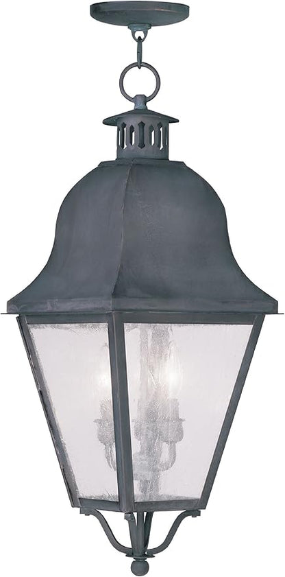 Livex Lighting 2557-61 Amwell 3-Light Outdoor Hanging Lantern, Charcoal