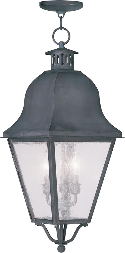 Livex Lighting 2557-61 Amwell 3-Light Outdoor Hanging Lantern, Charcoal