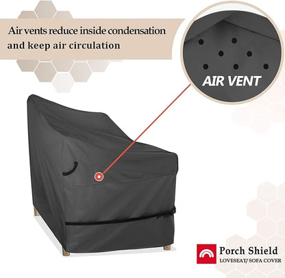 Porch Shield Waterproof Outdoor Bench Sofa Cover – Patio 2 Seater Loveseat Cover 56W x 31D x 33H inch, Black