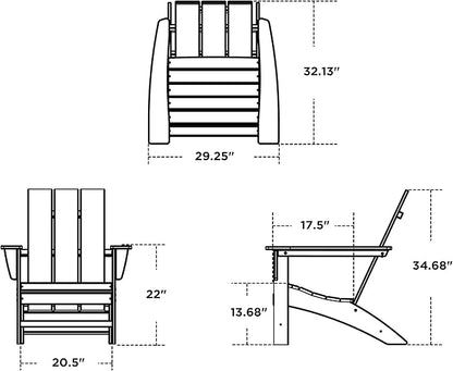 POLYWOOD AD420SR Modern Adirondack Chair, Sunset Red, Durable High Density Polyethylene Construction, Easy Assembly, Waterproof, Comfortable Contoured Seat