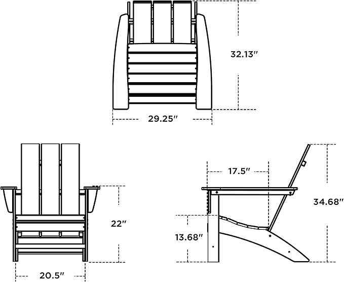 POLYWOOD AD420BL Modern Adirondack Chair, Black