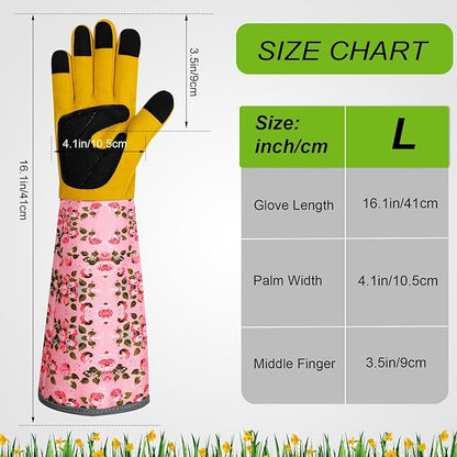 Long Gardening Gloves for Women Thorn Proof Leather Garden Gloves Breathable Working Gloves for Women Yard Outdoor