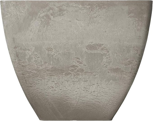PSW Pot Collection 16x13 inch Plastic/Stone/Wood Composite Square Planter – No Drainage Hole (Drillable), Modern Indoor/Outer Pot for Flowers, Foliage, Succulents, Fairy Gardens, Cement Color