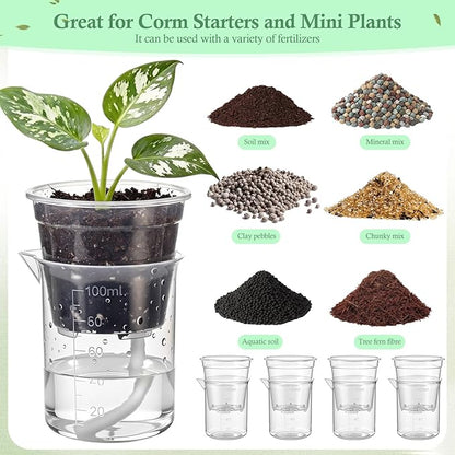 30 Pcak 2.2'' Small Self Watering Planters for Indoor Plants Mini Clear Pots with Water Level Indicator Plastic Automatic-Watering Pot with Drainage Holes for Semi-hydroponic African Violet