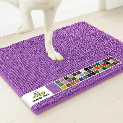 Muddy Mat® | Super Water Absorbent Door Mat Indoor, Microfiber Quick Dry Chenille Entryway Rug, Slip Resistant Front Door Mat, Indoor Mats for Entryway, Machine Washable Pet Rug, Purple 3ft x 3ft