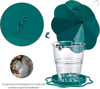 Hanizi Wild Bird Feeders for Outside, Hanging Bird Feeder Squirrel Proof, Outdoor Birds Feeders Wild Bird Seed, Garden Yard Decoration (Green)