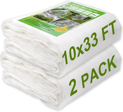 Thicker Garden Mesh Netting, 2 Pack 10x33Ft Ultra Fine Garden Netting Mesh Barrier Protection Netting for Vegetable Plants Fruits Flowers Crops Row Cover Raised Bed Fabric Screen Protection Net Cover