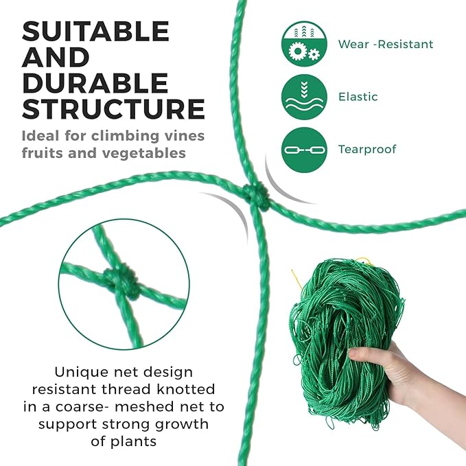 Kikhope Trellis Netting for Climbing Plants, 3 Pack 5.9x8.8 ft Heavy Duty Garden Trellis Netting for Cucumber, Vine, Tomato, Plants Trellis Net for Climbing Vine Plants Fruits & Vegetables