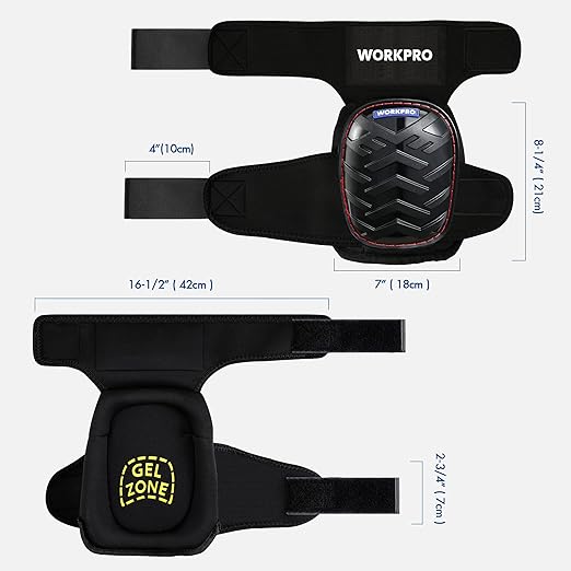 WORKPRO Knee Pads for Work, Ergonomic Gel Knee Pads Protector with Thick Foam Cushion, Heavy Duty Anti-slip Kneepads for Construction Flooring and Gardening