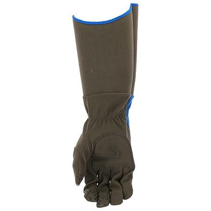 MUD Gauntlet Men's Synthetic Leather Palm with Extended Safety Cuff Garden Gloves, Silicone Fingertips, Padded Palm, Abrasion Resistant, Blue, Large/X-Large (MD53011BB-LXL)