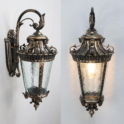 SAMTEEN Bronze Outdoor Light Fixtures Wall Mount 21 Inches Water Glass Exterior Wall Sconce Waterproof Aluminium Wall Lantern Sconce Outside Porch Lights for House Yard Front Door