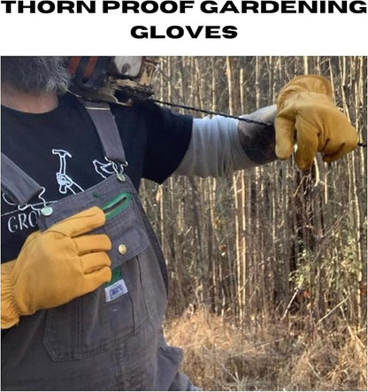 Iron Fencer Leather Work Glove- 207 X-Large Cowhide Leather Fencing Gloves for Men Heavy Duty Double Palm, Guantes de Trabajo, Ranch, 207XL